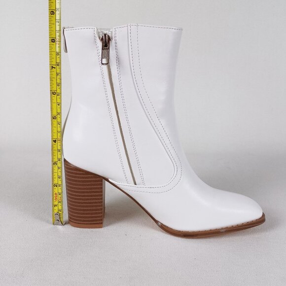 Faux Leather Square Toe Ankle Boots - Picture 14 of 15